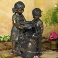 grand garden outdoor sculture metal craft bronze boy and girl fountain